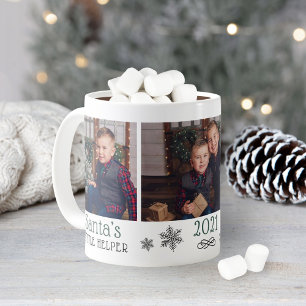 Mug Santas Helper Cute Green Holiday Photo Collage
