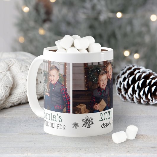 Mug Santas Helper Cute Green Holiday Photo Collage