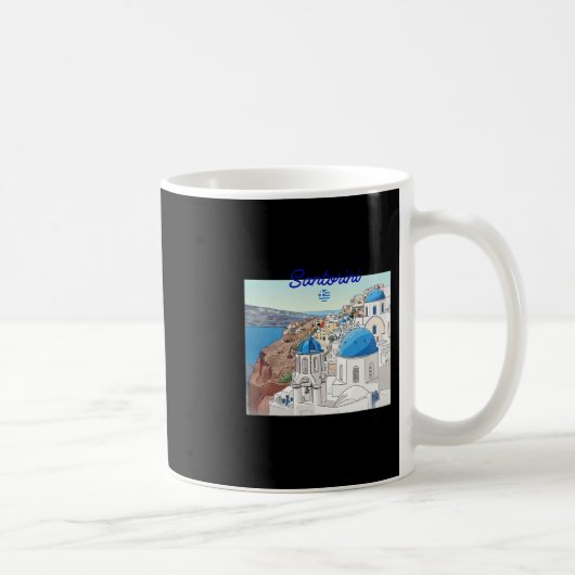 Mug Santorin Grèce Drapeau Grec Art de vacances Dôme B (Droite)