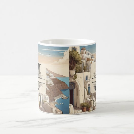 Mug Santorin Grèce Grèce île grecque monogramme Voyage (Centre)