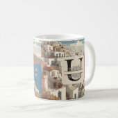 Mug Santorin Grèce Grèce île grecque monogramme Voyage (Devant droit)
