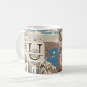 Mug Santorin Grèce Grèce île grecque monogramme Voyage (Devant gauche)