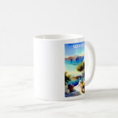 Mug Santorin Grèce Peinture de voyage (Devant droit)