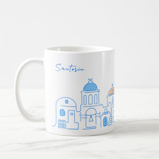 Mug Santorin mug, souvenir de Greece, main drawing (Gauche)