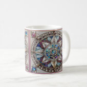 Mug Saphirs roses et bleus Diamants Perles Mandala (Devant droit)