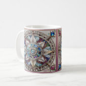 Mug Saphirs roses et bleus Diamants Perles Mandala (Devant gauche)