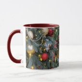 Mug Sapin de Noël avec jouets dorés, rouges. (Gauche)