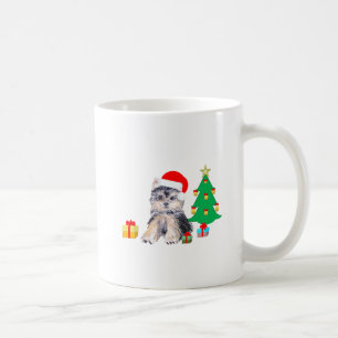 Mug sapin de Noël, chiot Yorkshire & cadeaux