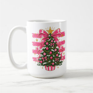 Mug Sapin de Noël Cozy Christmas avec un Nœud Rose