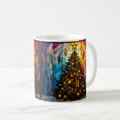 Mug Sapin de Noël de style vitrail avec étoile (Devant droit)