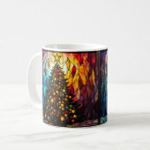 Mug Sapin de Noël de style vitrail avec étoile (Devant gauche)