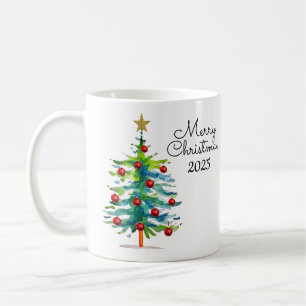Mug Sapin de Noël festif avec ornements rouges