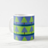 Mug Sapin de Noël Géométrique Bleu Vert (Devant gauche)