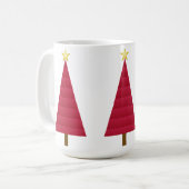 Mug Sapin de Noël moderne en damas rouge profond (Devant gauche)