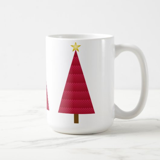 Mug Sapin de Noël moderne en damas rouge profond (Droite)