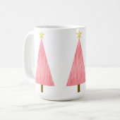 Mug Sapin de Noël moderne ombré rose corail (Devant gauche)