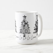 Mug sapins de Noël design noir et blanc (Devant droit)