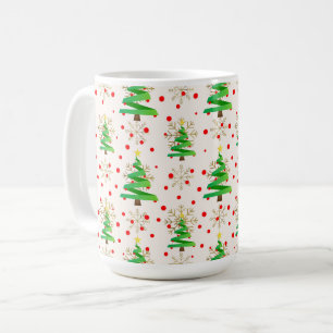 Mug Sapins de Noël et flocons de neige dorés