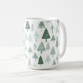 Mug Sapins de Noël modernes Blanc et vert (Devant droit)