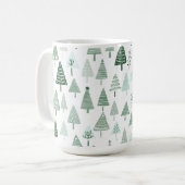 Mug Sapins de Noël modernes Blanc et vert (Devant gauche)
