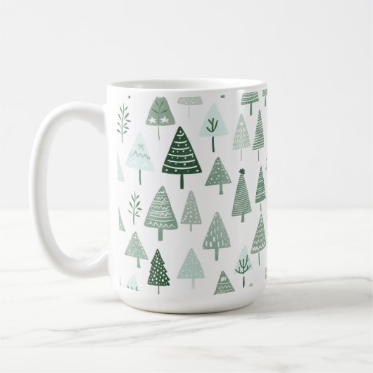 Mug Sapins de Noël modernes Blanc et vert (Gauche)