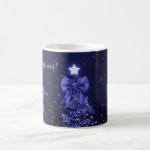 Mug Sapins de Noël Navy Élégants Rubans (Centre)