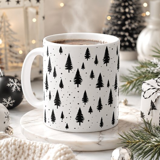 Mug Sapins de Noël Noir & Blanc
