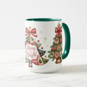 Mug Sapins de Noël Patchwork (Devant droit)