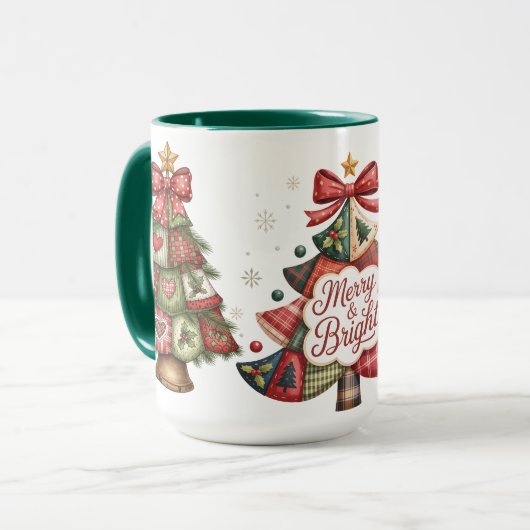 Mug Sapins de Noël Patchwork (Devant gauche)