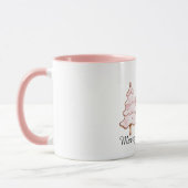 Mug Sapins de Noël roses avec étoiles dorées (Gauche)