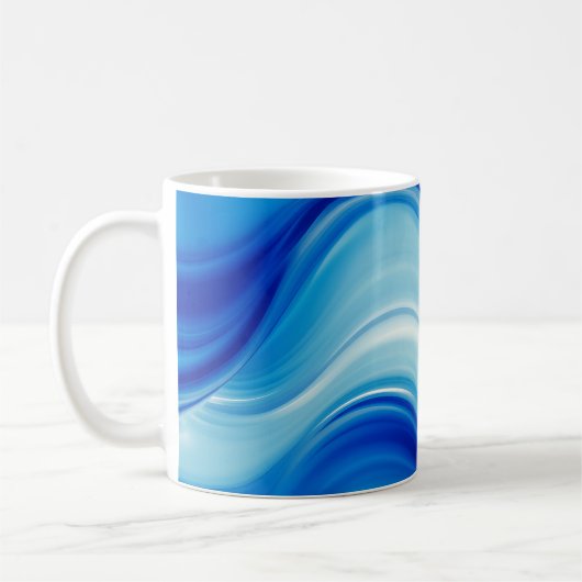 Mug Sapphire Abstract Wave Glow Art (Gauche)