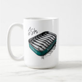 Mug Sardine turquoise Art Tin Personnalisé Nom du mono (Gauche)