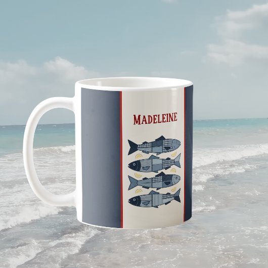 Mug Sardines Citrons Patchwork Courtepointes Monogramm