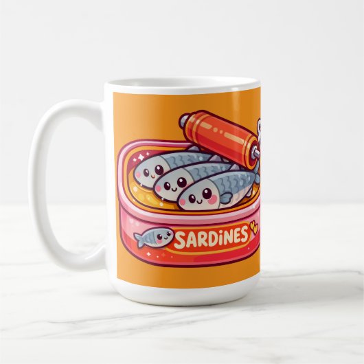 Mug Sardines Mignonnes Peuvent Rose Orange (Gauche)