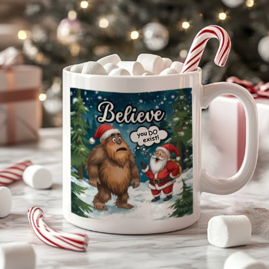 Mug Sasquatch Meets Santa I Believe Funny Christmas