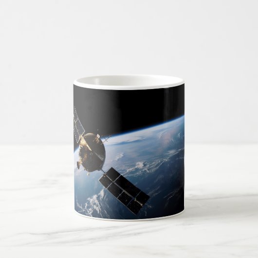 Mug Satellite Orbiting Earth From Space (Centre)