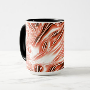 Mug Saumon à rouge long ondulé traces sur fond blanc