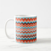 Mug Saumon de corail Orange Blue Wavy Zigzag Motif (Gauche)