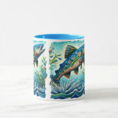 Mug Saumon Saut Mosaïque Floral Blue Green Peach (Centre)