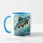 Mug Saumon Saut Mosaïque Floral Blue Green Peach (Gauche)