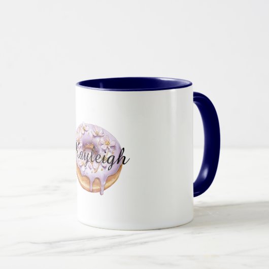 Mug Saumure jaune violet blanc floral (Devant droit)