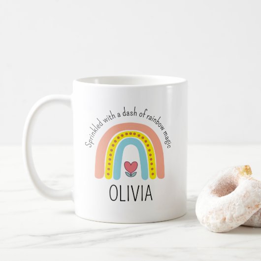 Mug Saupoudré D'Une Pointe De Magie Arc En Ciel (Avec donut)