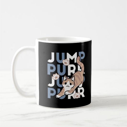 Mug Sauter Purr Jump : Conception de chat joueuse avec (Gauche)
