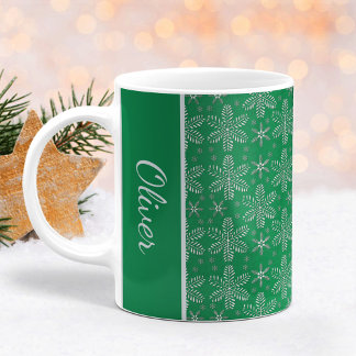 Mug Sauts de neige verts et argentés Musique de Noël