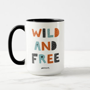 Mug Sauvage et libre   Lettres Doodle