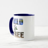 Mug Sauvage et libre | Wild + Gratuit | guillemets lib (Devant gauche)