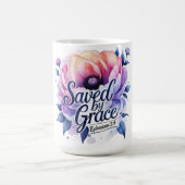 Mug Sauvé par la Grâce – Conception Florale Chrétienne (Centre)