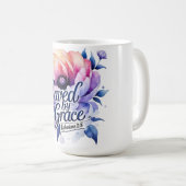 Mug Sauvé par la Grâce – Conception Florale Chrétienne (Devant droit)