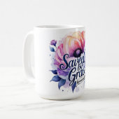 Mug Sauvé par la Grâce – Conception Florale Chrétienne (Devant gauche)