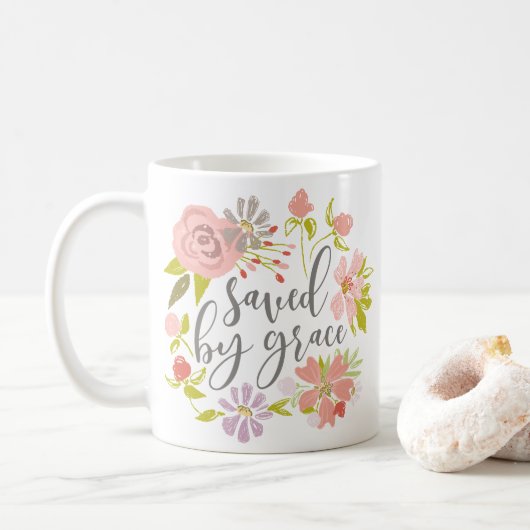 Mug Sauvé par la grâce - Éphésiens 2:8 (Avec donut)